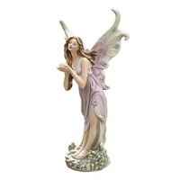 Statuette de fée ailée peinte en résine, tenant une perle, statue d'elfe fantastique pour la décoration intérieure de la maison et de la table