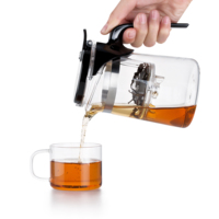 Théière et tasse à thé en verre à haute teneur en borosilicate résistant à la chaleur simple classique 500ml théière et tasse pressées par filtre transparent