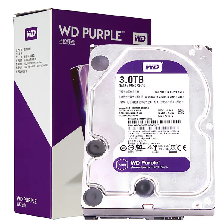 Internal Disque Dur Hard Drive 3T Festplatte HDD Security DVR Disco Rigido WD30PURX Disco duro Purple 3TB Wholesale Hard Disk