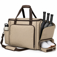 Sac de sport décontracté à fermeture éclair géométrique, kaki, en PU, avec compartiment à chaussures ventilé, porte-bouteille et bandoulière réglable