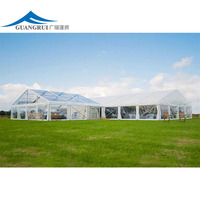 Tente de réception murale en verre transparent blanc robuste 25x50, grande tente de réception extérieure imperméable pour mariages, événements et festivals