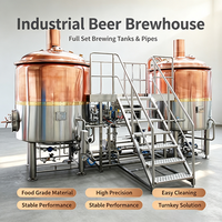 Équipement de brassage de bière 200L-1000L, cuve de fermentation sous pression en cuivre rouge, chauffage à vapeur automatique PLC, usine de brasserie