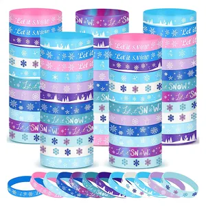 Vente en gros Bracelet en caoutchouc de silicone chinois à motif imprimé neige personnalisé par sublimation Bracelet simple à la mode pour enfants