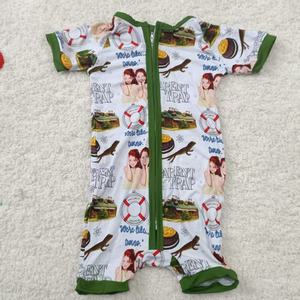 Детский летний комбинезон из бамбука с индивидуальной печатью, боди с коротким рукавом, цельная пижама для новорожденных. - Product Image 3