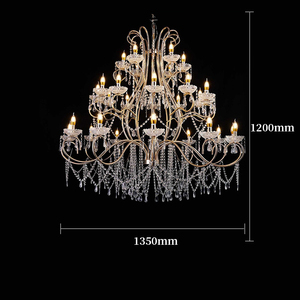 Nueva Lámpara de Araña de Cristal para Salón de Bodas con Diseño Artístico de Hierro Electrochapado y Pantalla Acrílica Dorada - Product Image 3