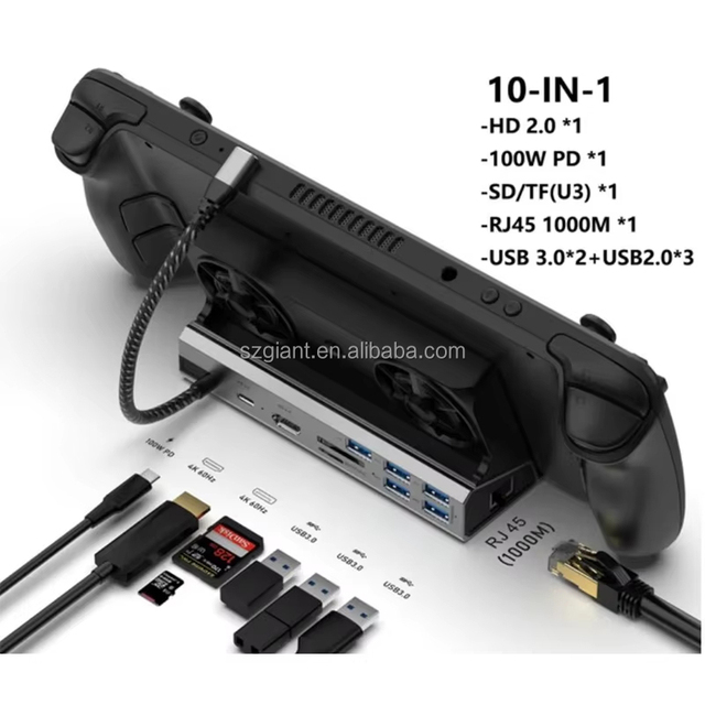 Docking Station Compatible with Steam Deck 10-in-1 Aluminum Alloy Dock with HD for Steam Deck Console
