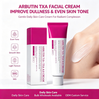 Crème Visage à l'Arbutine et à l'Acide Tranexamique (TXA) – Texture Légère, Améliore le Teint Terne, Unifie le Teint, Soin Quotidien Doux pour un Teint Éclatant – Marque Privée OEM