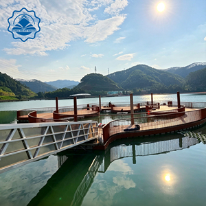 Pontili Galleggianti e Boe - Piattaforma Galleggiante per Laghi e Serbatoi, Passerella Panoramica con Pavimentazione Effetto Legno - Product Image 1