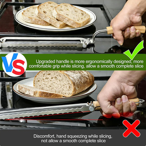 Cortador de Pan de Acero Inoxidable con Cuchilla Dentada para Baguettes, Guía Ajustable de Grosor, Cuchillo Manual para Pan de Levadura - Product Image 5