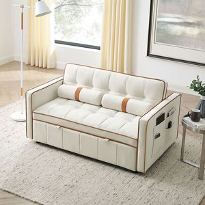 Sofá Cama de Tela de Estilo Italiano Moderno, Plegable, de Esquina Recta, Mueble de Doble Uso para Apartamentos Pequeños, Sala de Estar y Hogar - Product Image 3