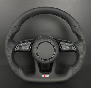 Volant de voiture sport personnalisé S-Line à fond plat en cuir perforé pour Audi A3 A4 <span class=keywords><strong>A5</strong></span> A6 A7 A8 Q3 Q5 Q7 Série R/RS - Product Image 1
