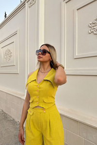 Ensemble Chic d'Été 2026 : Blazer sans Manches à Col Rabattu et <span class=keywords><strong>Pantalon</strong></span> Large – Tenue 2 Pièces Tendance pour <span class=keywords><strong>Femme</strong></span> - Product Image 4