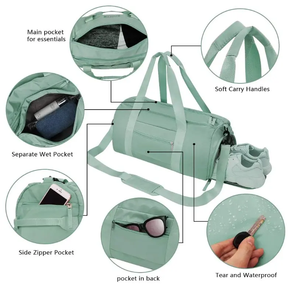 بيع بالجملة حقيبة حمل مخصصة لعطلة الأسبوع مقاومة للماء رطبة وجافة للسفر بين عشية واحدة مع حذاء وجيب رطب - Product Image 4