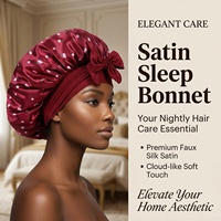 Bonnet de nuit élégant en satin de polyester respirant et chaud, à imprimé cerises et longue queue, pour femme
