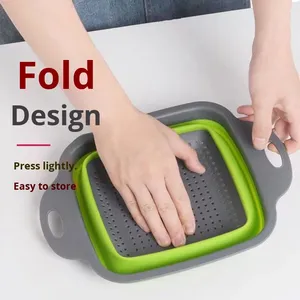<span class=keywords><strong>Grande</strong></span> Cestello Quadrato Pieghevole in Plastica Lavabile in Lavastoviglie, Scolapasta da Cucina per Lavaggio Verdure - Product Image 4