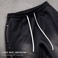 Celana Lebar RAMAX 400GSM Hitam Dicuci dengan Panel Ritsleting Ganda, Streetwear Utilitas untuk Pakaian Grosir Kustom