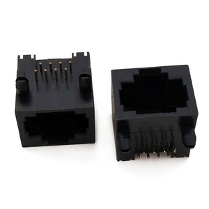 ขั้วต่อโมดูลาร์แจ็ค RJ45 แบบตัวเมีย DIP <span class=keywords><strong>56</strong></span> มุมฉาก 8P8C ช่องเสียบอีเธอร์เน็ต L=15.1 มม. วัสดุ PBT สีดำ 50 โอห์ม หน้าสัมผัสทอง - Product Image 3