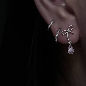 Pendientes de Plata de Ley S925 con Diseño Exquisito de Nudo de Mariposa, Zirconia Azul en Forma de Gota de Agua, Pendientes Colgantes de Moda, Aretes - Product Image 3