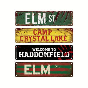 Bienvenido a Haddonfield, Placa Metálica Decorativa con Temática de Películas de Terror, Letrero de Pared para el Hogar, Bar, Cueva del Hombre, Decoración para Entusiastas del Horror - Product Image 1