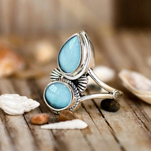 Bague Goutte d'Eau Argentée A082 avec Pierre Bleue, Bijoux Unisexe, Autres Bijoux - Product Image 5