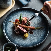 Assiette en céramique commerciale haut de gamme de style japonais Plat sous glaçure Assiette plate pour steak Western Fish Dessert Japandi