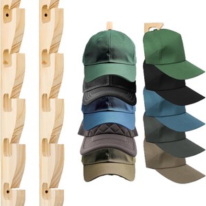 Wooden Baseball Cap <b>Storage</b> Rack 5 Layers <b>Wall</b> Mounted Hat Organizer For Closet Door <b>Wall</b> <b>Hanging</b> Display - Product Image 2