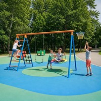 Ensemble de balançoires en métal de haute qualité Tiger, stable, pour aire de jeux extérieure, jardin, aire de jeux pour enfants, ensemble de balançoires à trois fonctions pour enfants