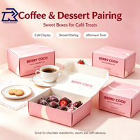 Boîte cadeau personnalisée en papier alimentaire pliable pour fraises enrobées de chocolat, emballage pour desserts de la Saint-Valentin, boîtes à collations
