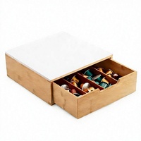 Organisateur de rangement multifonctionnel en bois pour dosettes de café - Boîte de présentation rectangulaire brillante pour comptoir