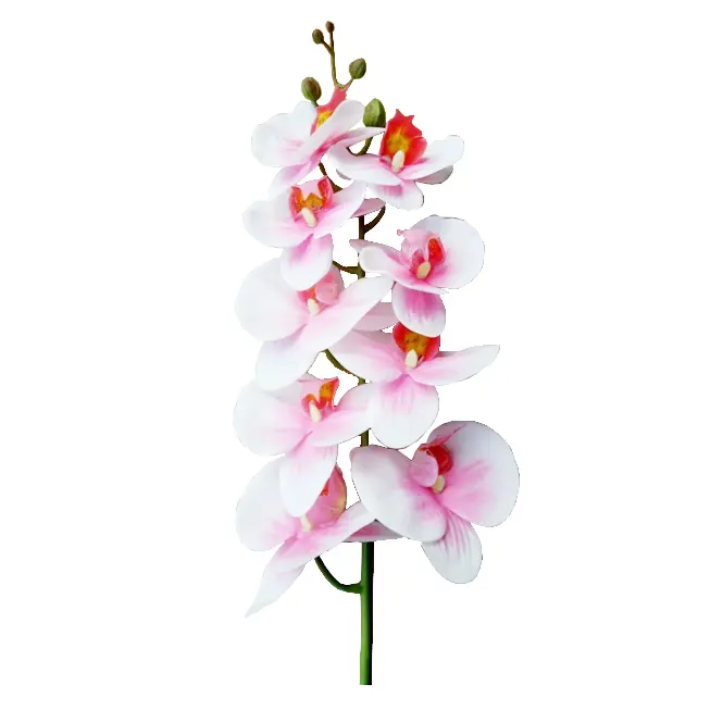 Haste de orquídea artificial real, flor Phalaenopsis para decoração de casa, flores falsas de casamento de 38 polegadas