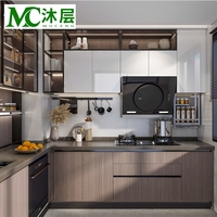 Système de cuisine modulaire intelligent et écologique, ensemble complet avec unités en verre reconfigurables, rangement extensible, design de luxe personnalisé