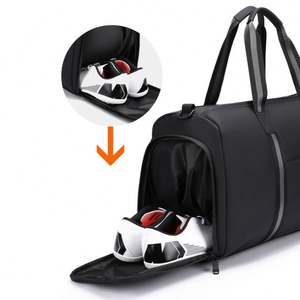 Sac de voyage sportif de grande capacité personnalisé en gros, sac de sport imperméable en cuir PU, sac de week-end, sac de voyage avec fermeture éclair - Product Image 4