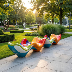 Banco Escultural de FRP con Diseño Ondulado, Asientos Modernos para Patio Exterior, Impermeables, Diseño Contemporáneo para Parques, Paisajes y Espacios Urbanos - Product Image 5