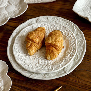 Assiettes en céramique gaufrée à la française, assiettes à steak occidentales, assiettes à dessert britanniques robustes et rétro - Product Image 2