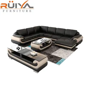 Groothandel Italiaanse Moderne Luxe 7 Zits Lederen Sofa Set Met Voetenbank
