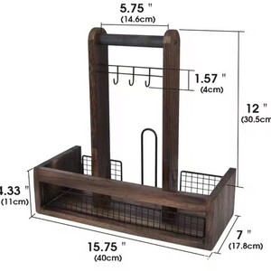 Estante de almacenamiento de madera de 2 niveles, organizador de cocina multifuncional para condimentos, utensilios, comedor, sala de estar. - Product Image 4