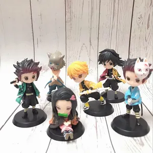 9cm Japanisch Custom ized OME PVC 6 neue Spielzeuge Pvc Anime Kamado Tanjiro Kamado Nezuko Acton Figur Set Spielzeug Anime Demon Slayer