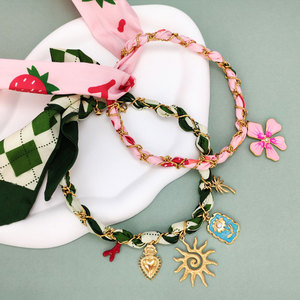 สร้อยคอแฟชั่นฤดูร้อนแบบหนา สร้อยคอผ้าพันคอฮาวายหลากสี ชุบทอง 14k 18k PVD  สแตนเลส 316L สำหรับผู้หญิง - Product Image 2