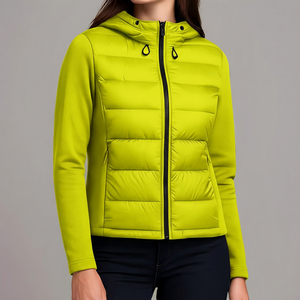 Unisex Lime Green Puffer <b>Jacket</b> Zip-Up Winter Casual Coat <b>Slim</b> <b>Fit</b> Hooded Polyester Windproof Solid Color Regular Length - Product Image 5