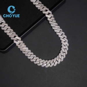 ลดราคาพิเศษ สร้อยคอเงินแท้ S925 ขนาด 15 มม. 3 แถว แบบ Cuban Link ประดับเพชรโมอิสซาไนต์ สไตล์ฮิปฮอป เครื่องประดับคุณภาพสูง สร้อยคอผู้ชาย ผ่านการทดสอบเพชร GRA - Product Image 4