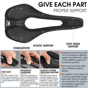 WEST BIKING-sillín de bicicleta de fibra de carbono con estampado 3D, resistente al agua, duradero, amortiguador - Product Image 3