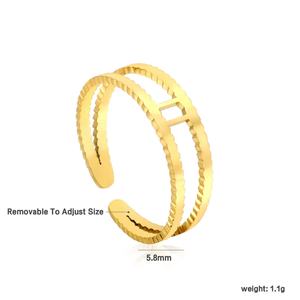 Factory Wholesale Stainless Steel <b>Open</b> <b>Ring</b> Waterproof Jewelry Fashion Custom Hollow Wavy Convexity love Heart Adjustable <b>Ring</b> - Product Image 6