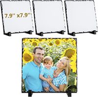 7.9*7.9 pouces bricolage décoration de la maison Sublimation blanc Rock Photos ardoise photo cadre en pierre pour l'impression