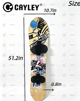 Planche à neige en bois imprimée graffiti avec sangles de fixation, pour le ski freestyle en descente et les loisirs hivernaux en montagne