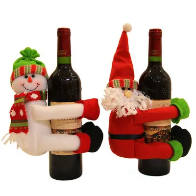 Adornos de Navidad de Papá Noel para regalo de Navidad, decoración de botella de vino, regalo de Navidad, regalo de Feliz Año Nuevo, 2021, envío gratis, 2022
