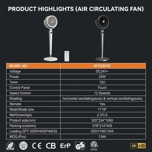 Ventilateur intelligent à circulation d'air de 10 pouces KFX2507D avec technologie Turbo silencieuse, moteur DC, 32 vitesses pour un refroidissement ultra-silencieux - Product Image 3