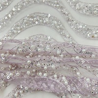 Tissu en dentelle brodée de perles et de sequins pour robes de mariée et vêtements, tissu tendance