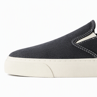 Chaussures décontractées noires élégantes à enfiler, baskets légères en toile avec semelle extérieure en caoutchouc antidérapante durable pour un confort quotidien