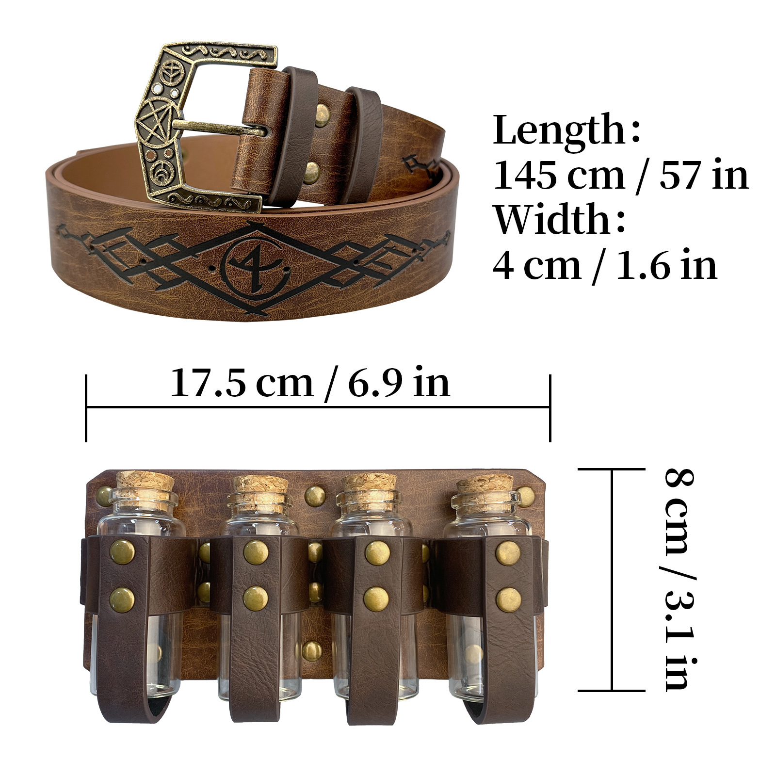 Cintura Alchimista Medievale In Pelle PU – Regolabile Con 4 Bottiglie, Costume Per Feste In Maschera E Cosplay - 3