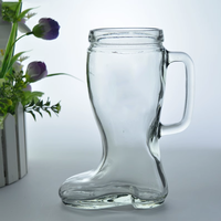 Botte en forme de bière bocal en verre tasse à chaussures 600ml/1L poignée allemande verre Steins botte verre à bière